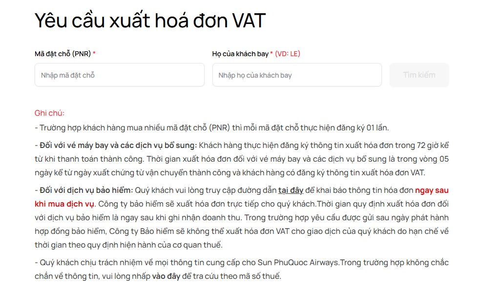 yêu cầu xuất hóa đơn VAT của SPA