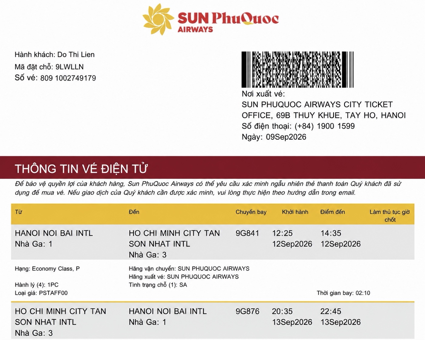 Thẻ lên tàu bay điện tử