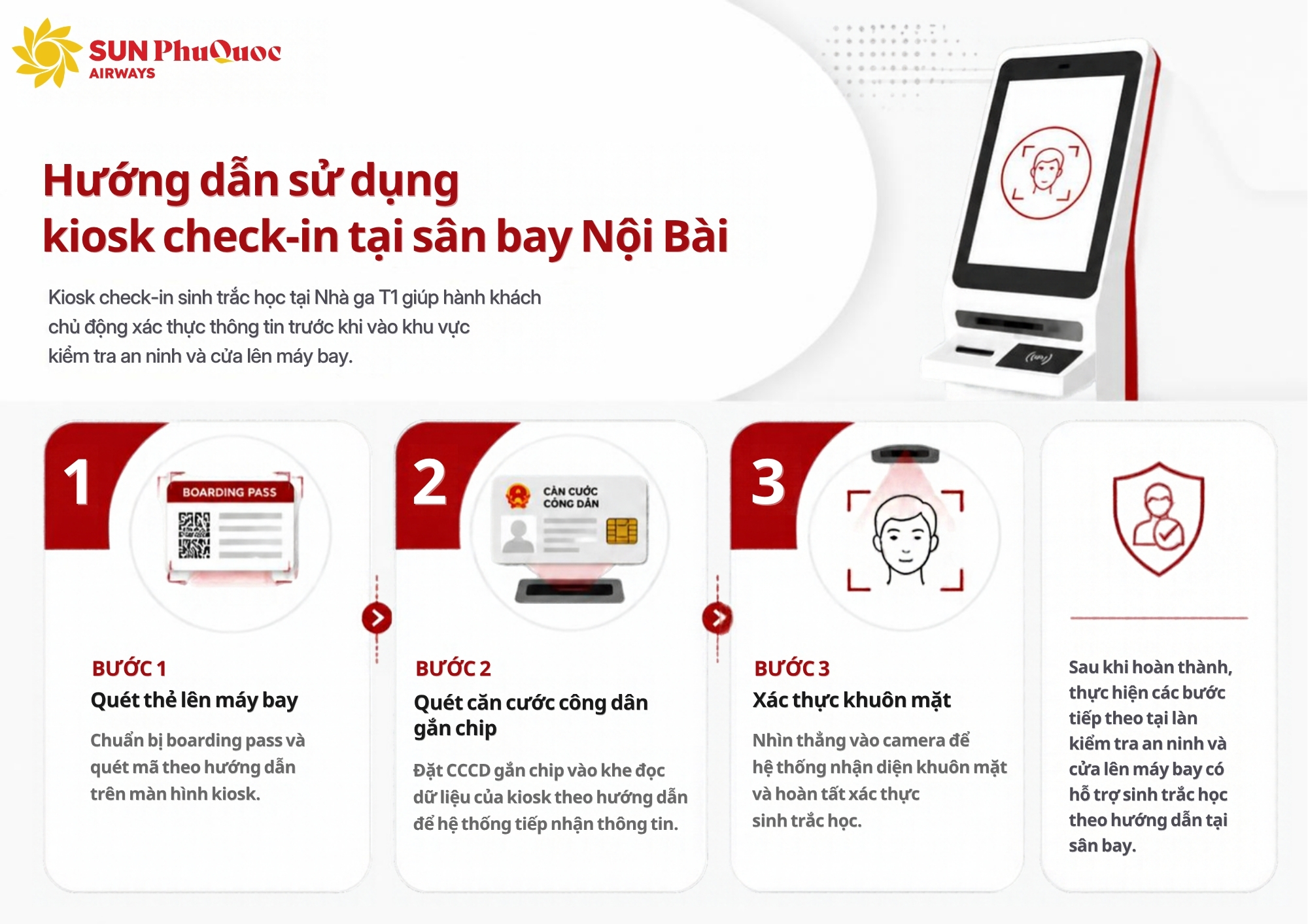 Cách sử dụng kiosk check-in tại sân bay Nội Bài